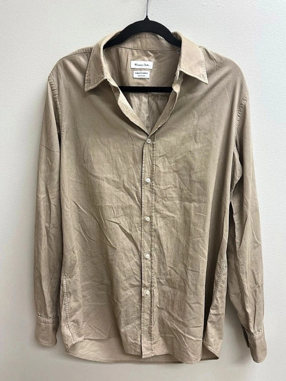 Massimo Dutti Corduroy Shirt Corduroy Button Down Beige 100% Cotton Large